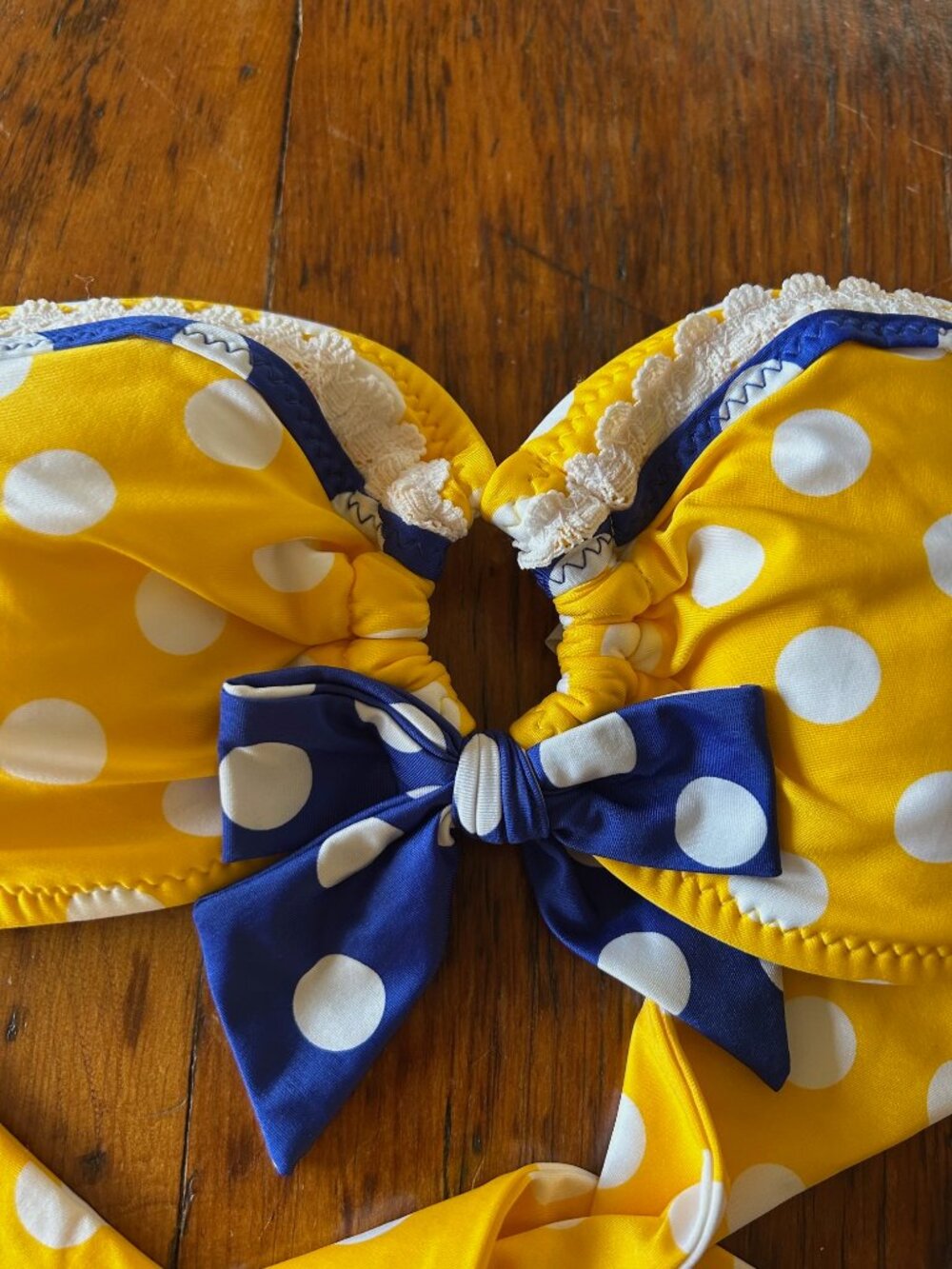 Vintage Betsey Johnson Yellow Polka Dot Bikini Set - Picture 4 of 7